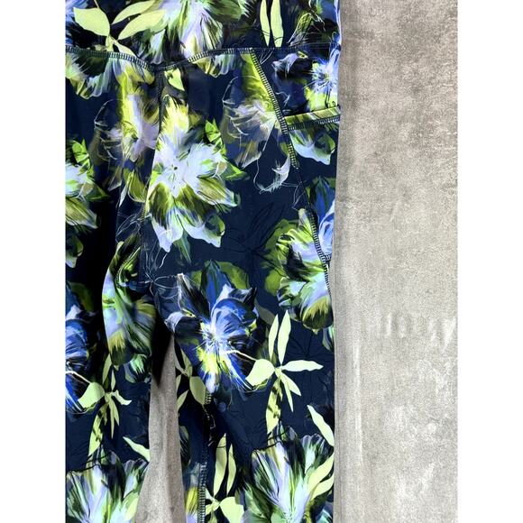 X BY GOTTEX Women's Blue Dark Floral Rachel Pull-On Ankle Leggings SZ S - Picture 4 of 11
